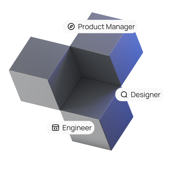 Product Trio visual - Product Manager, Designer, and Engineer working together